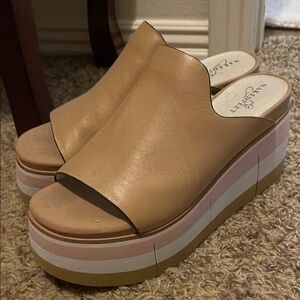 Naked Feet Tan and Pink Platform Sandals
